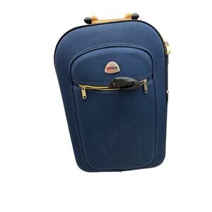 Hard case overnight carry onbag roller luggage  blue trolley cabin hand suitcase